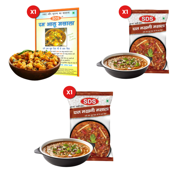 3 Pcs Combo - Dum Aloo, Dal Makhani, Kadhai Paneer